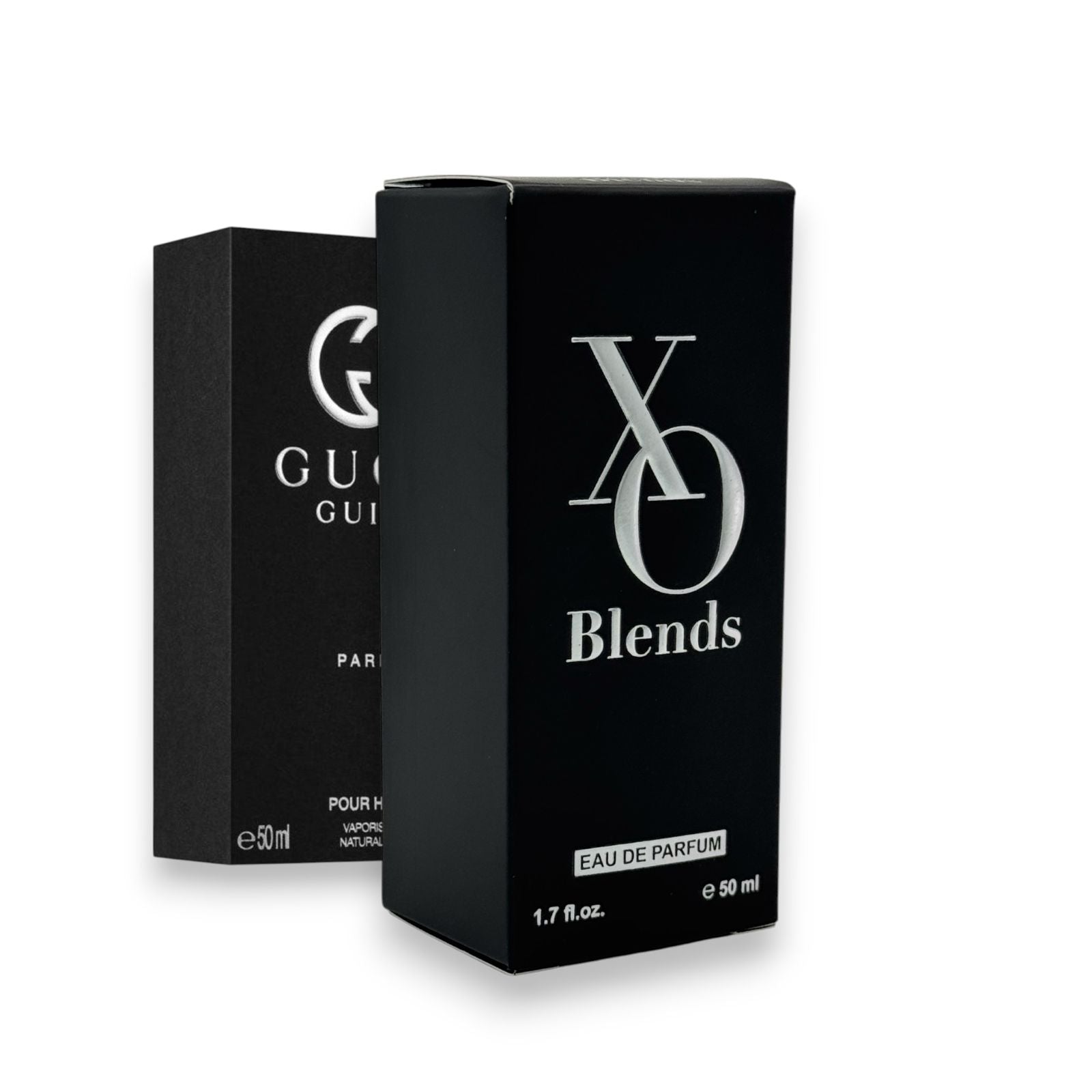 XO Blends perfume inspired by Gucci Guilty in elegant luxury packaging for men